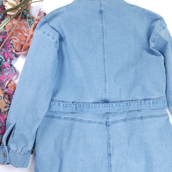 Denim Viscose Blend Blue Women's Belted Pocketed Dress SZ XXL - Picture 5 of 13